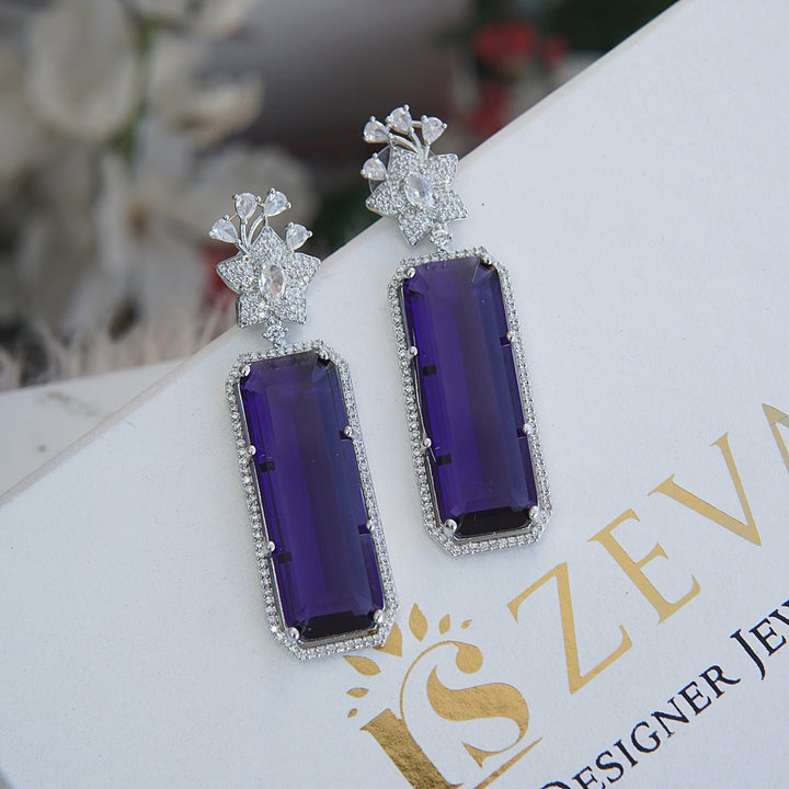 Cubic Zirconia Long Doubled Earrings - RS ZEVARS