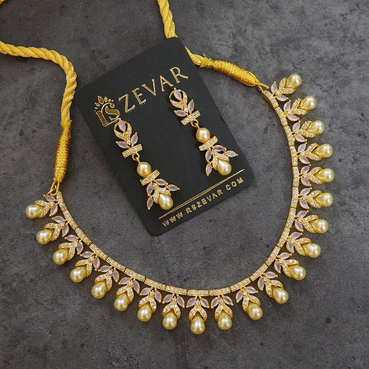 Cubic Zirconia Pearlsa Necklace Set - RS ZEVARS