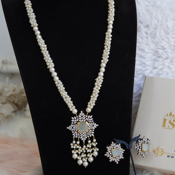 Cubic Zircons Pearl Gajra Mala Set - RS ZEVARS