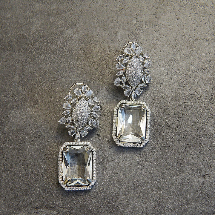 Dazzling Reflections Silver Luxury Earrings - RS ZEVARS