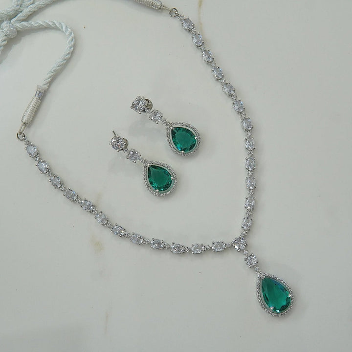 Diamond Lookalike Silver Necklace Set - RS ZEVARS