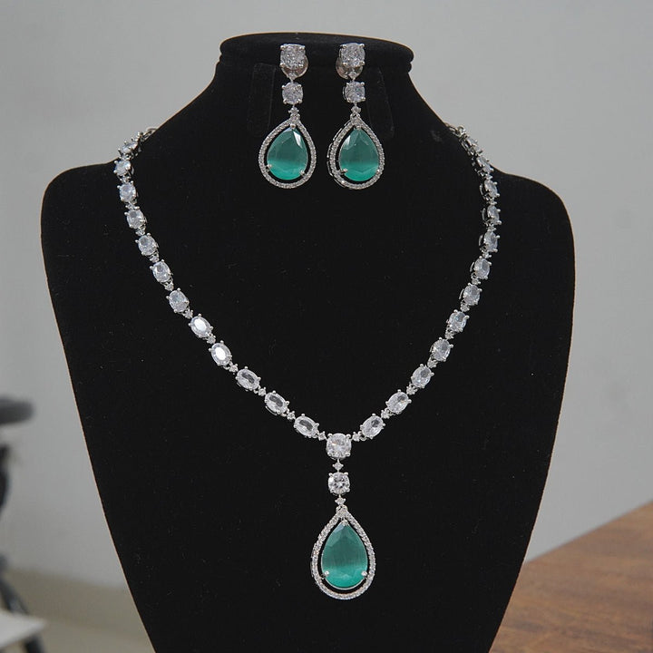 Diamond Lookalike Silver Necklace Set - RS ZEVARS