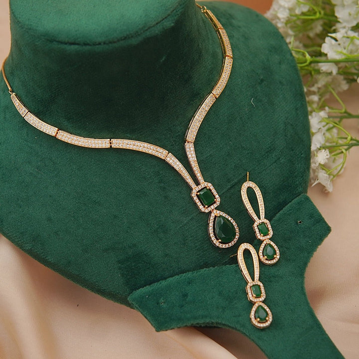 Elegant Zirconia Necklace Earring Set - RS ZEVARS