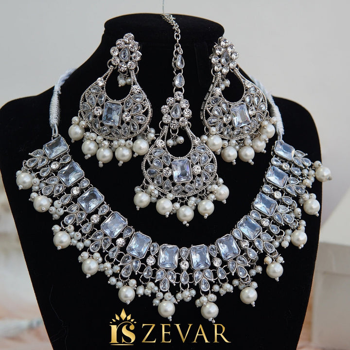 Gemstones & Zircones Antique Necklace Set - RS ZEVARS