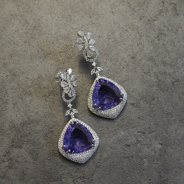 Glamorous Brilliance Silver Drop Earrings with Cubic Zirconia - RS ZEVARS
