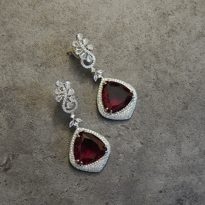 Glamorous Brilliance Silver Drop Earrings with Cubic Zirconia - RS ZEVARS
