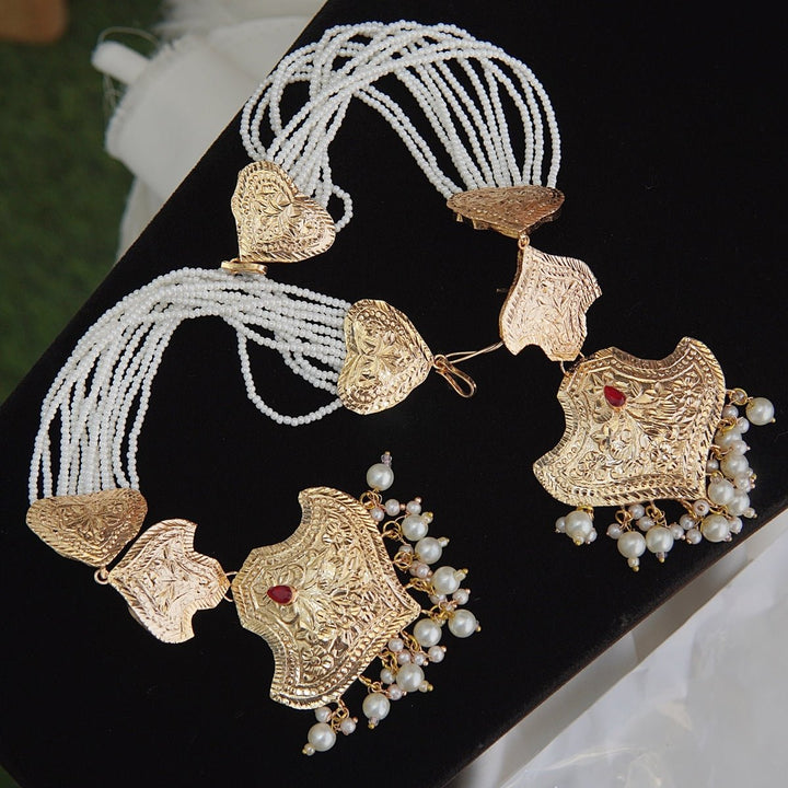Gold Lookalike Thapa Earrings With Saharay - RS ZEVARS