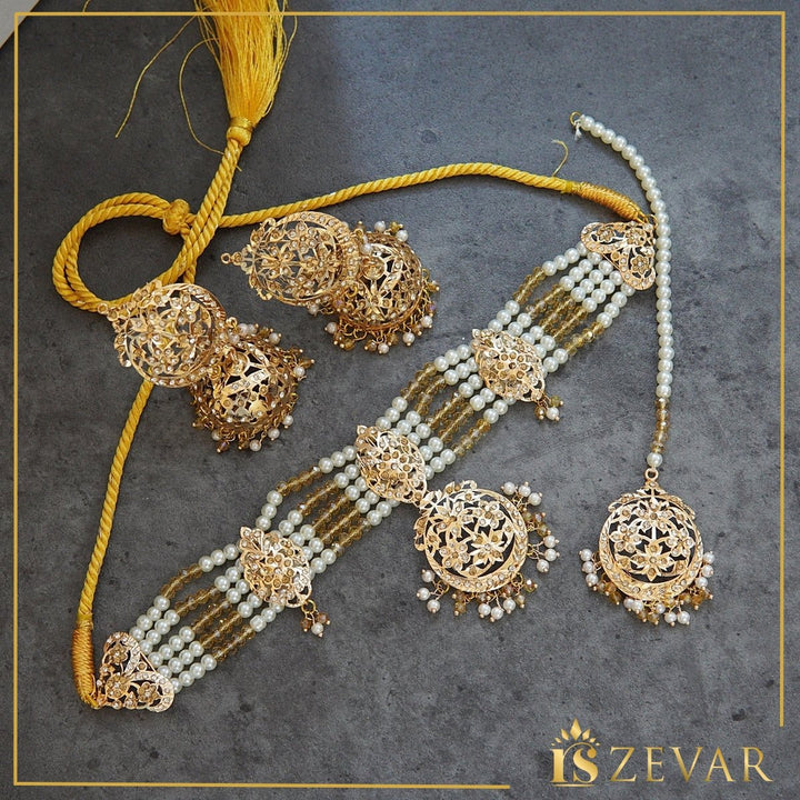 Gold Plated Hyderabadi Jhumka Choker Set - RS ZEVARS