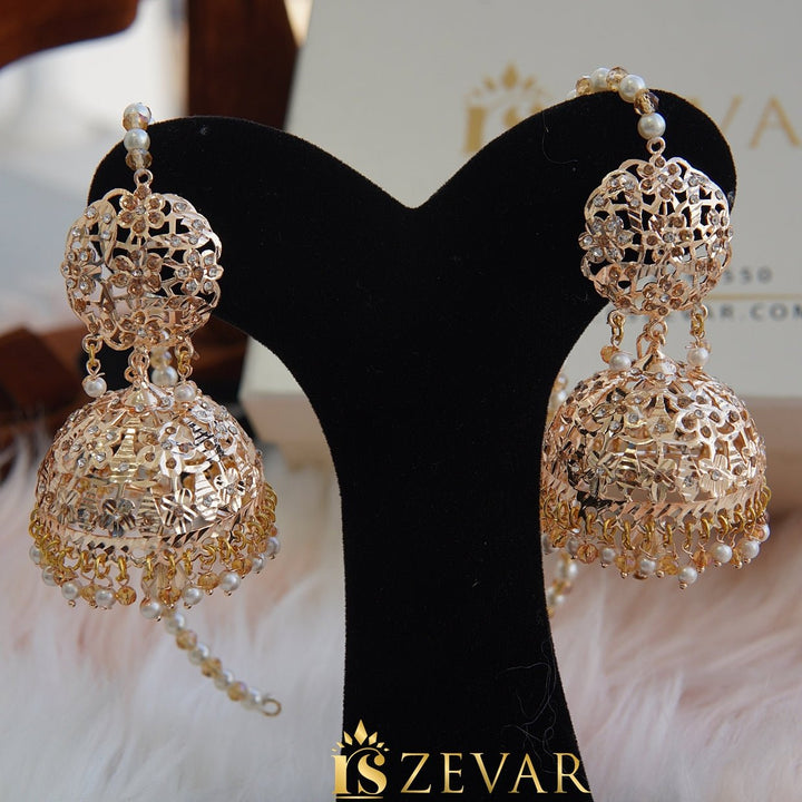 Gold Plated Hyderabadi Jhumki With Sahare - RS ZEVARS