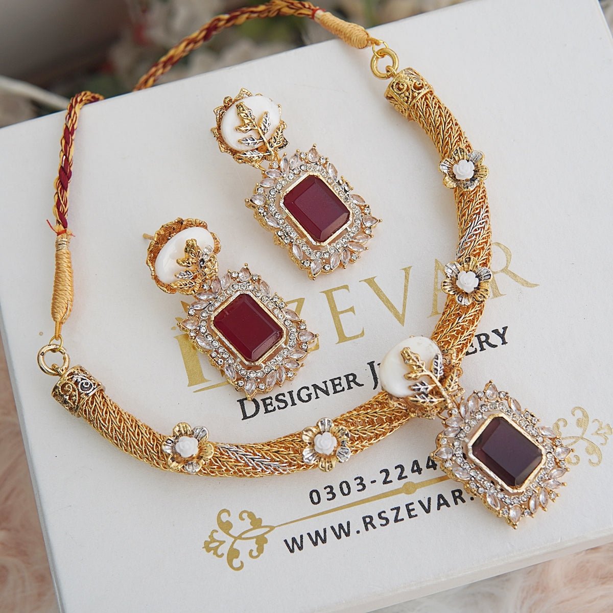 Turkish Gold Set Gold Plated Turkish Necklace Set - RS ZEVARS
