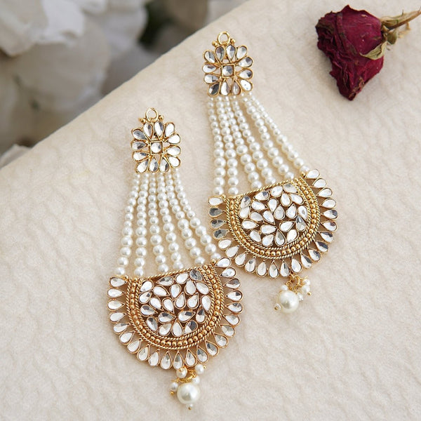 Kundan Passa Earrings With Pearls Work - RS ZEVARS