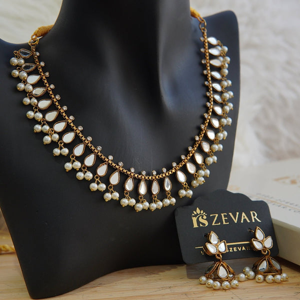 Mirror Cut Kundan Necklace Set - RS ZEVARS