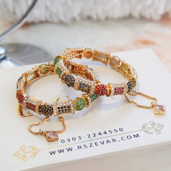 Multi Colored Zircones Openable Bangles - RS ZEVARS