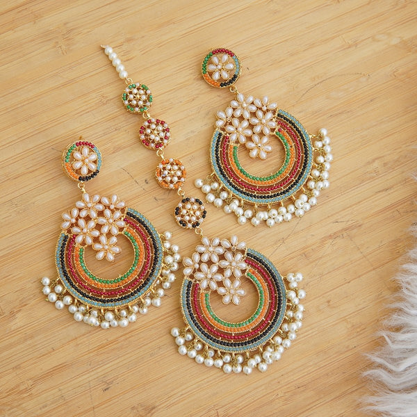 Navratan Micro Work Earring Teeka - RS ZEVARS