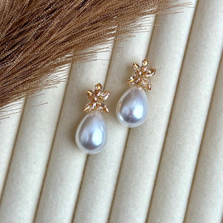 Pearl & Zircon Drop Studs - RS ZEVARS