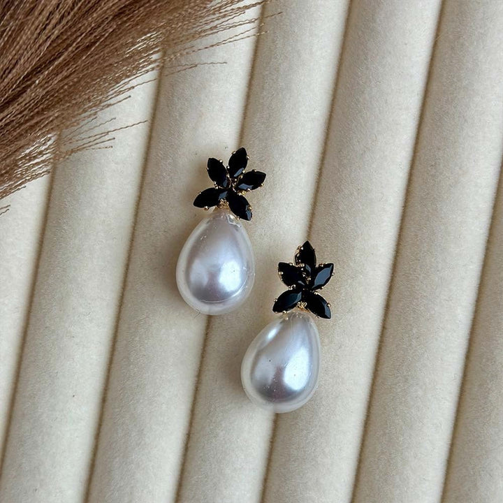 Pearl & Zircon Drop Studs - RS ZEVARS