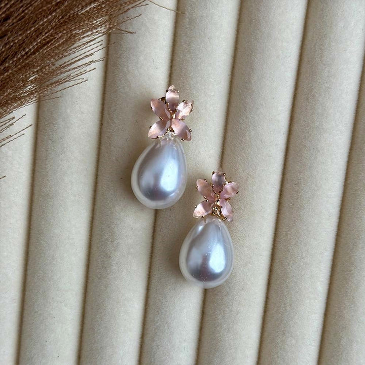 Pearl & Zircon Drop Studs - RS ZEVARS