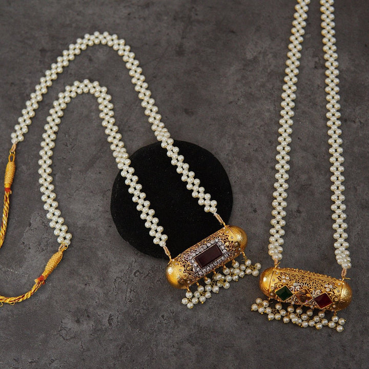 Rajasthani Dholki Double Pendant Mala RS ZEVARS