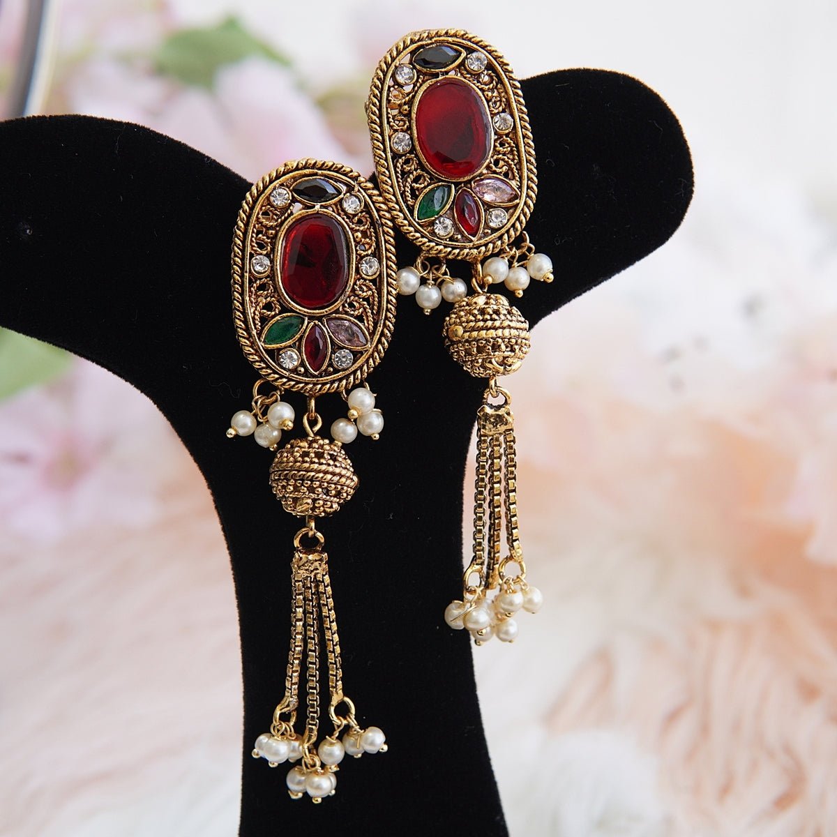 Kashmiri hot sale latkan earrings