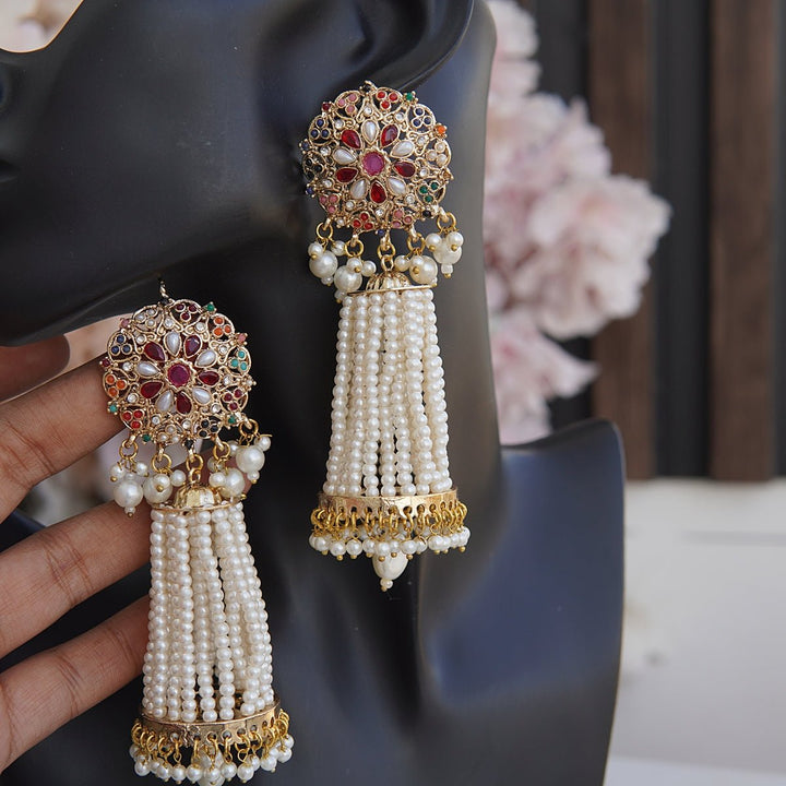 Rajasthani Pearls Latkan Long Jhumka - RS ZEVARS