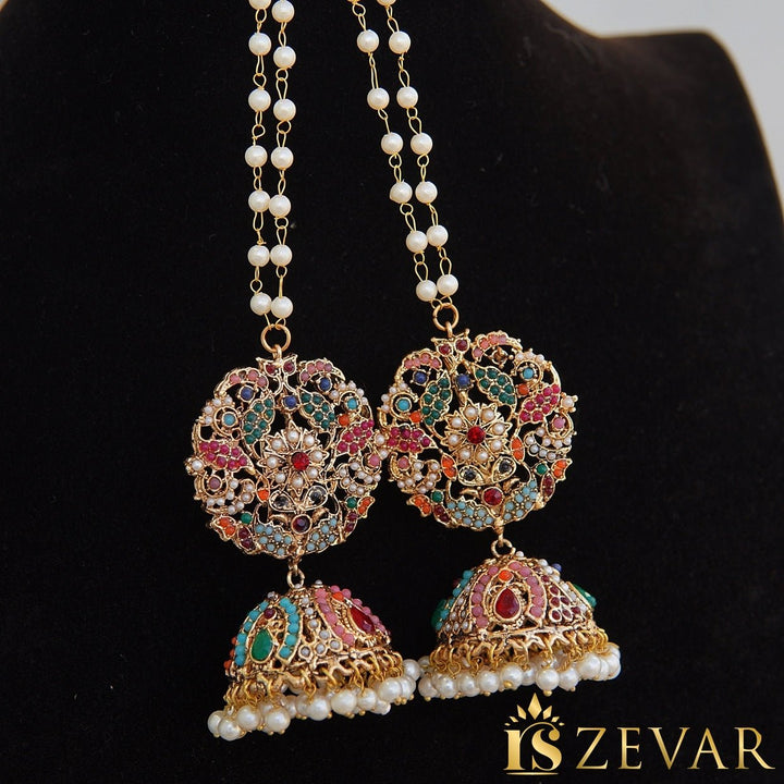 Royal Navratan Jhumka Earrings - RS ZEVARS