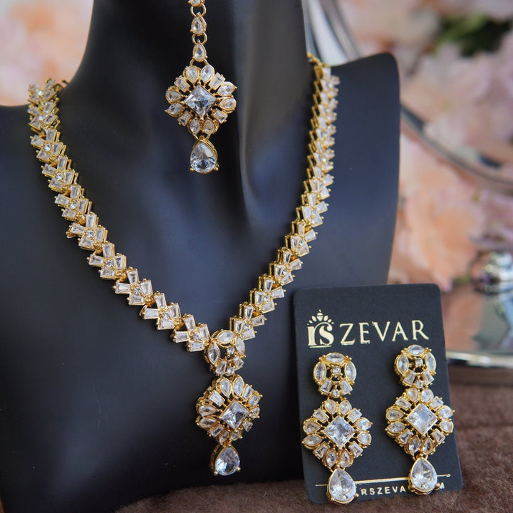 Semi Gemstone Sparking Necklace Set - RS ZEVARS