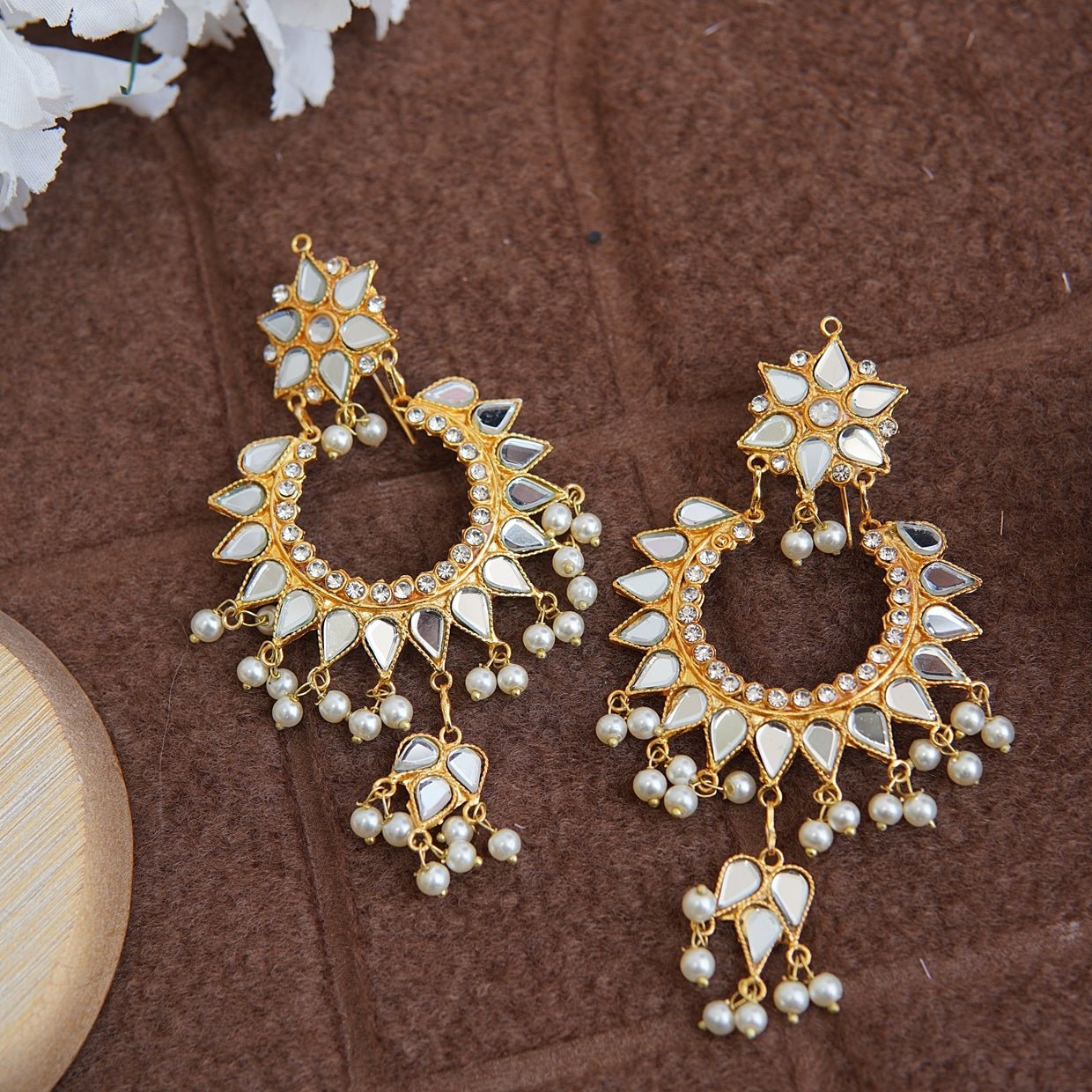 Kundan chand bali earrings Clearance