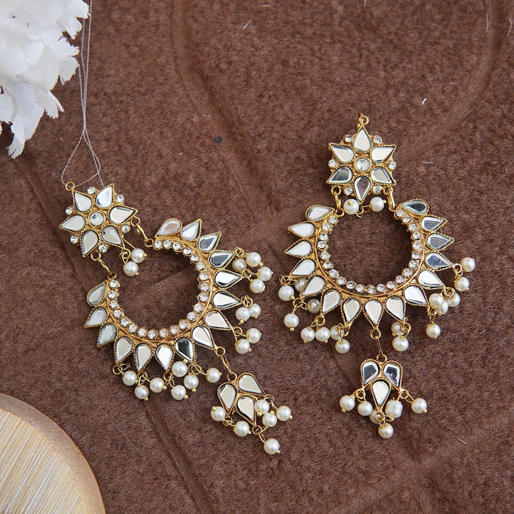 Sheesh Kundan Chand Bali Earrings - RS ZEVARS