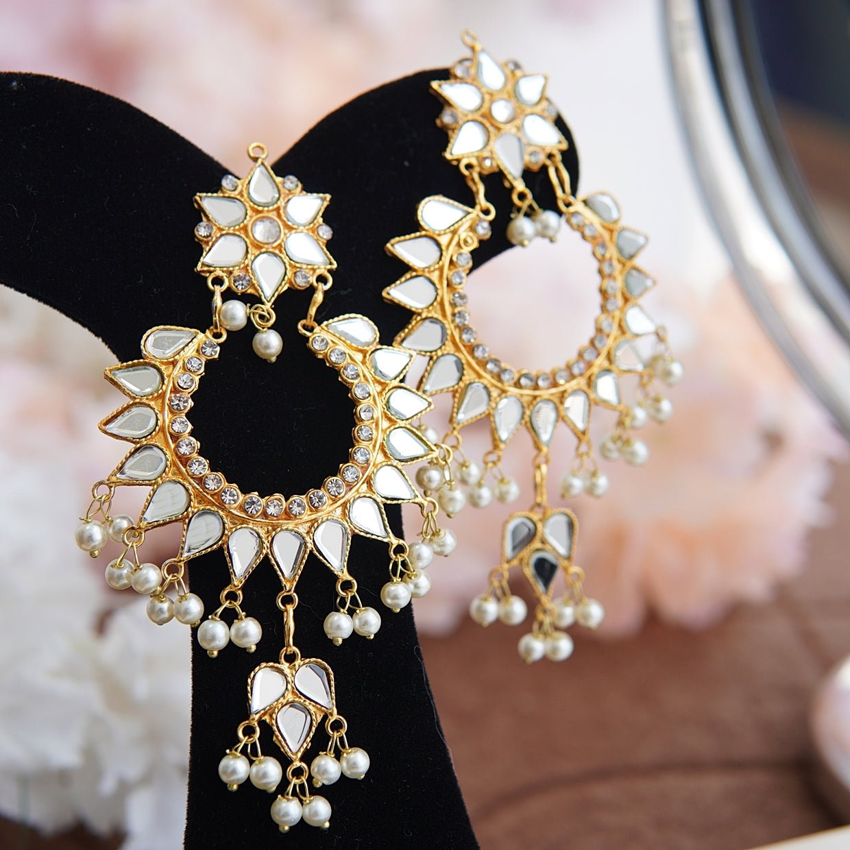 Kundan chand bali earrings Clearance