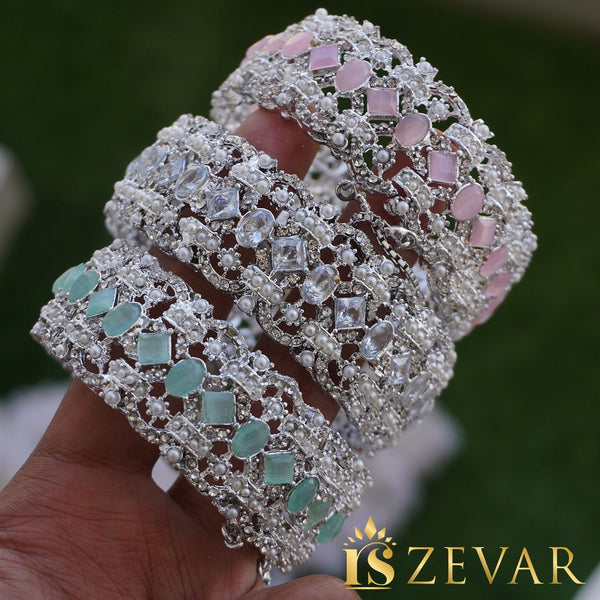 Silver Semi-Zircones Kangan Pair - RS ZEVARS