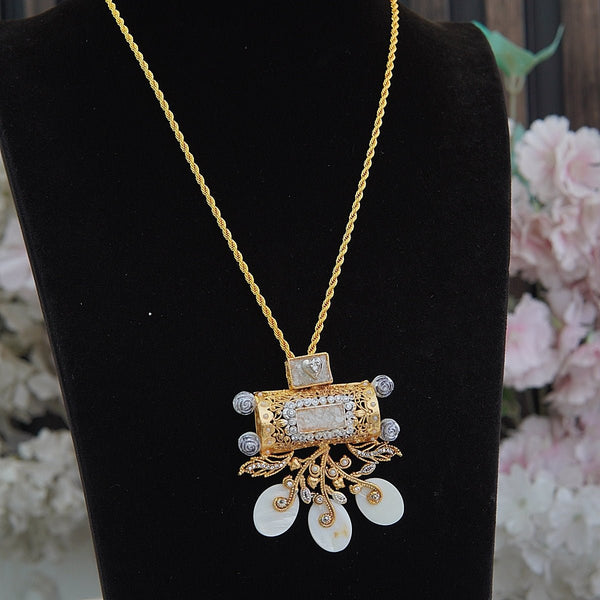 Turkish Gold Plated Stunning Long Pendant - RS ZEVARS