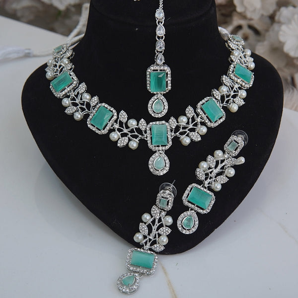 Zircones & Pearls Handmade Design Necklace Set - RS ZEVARS