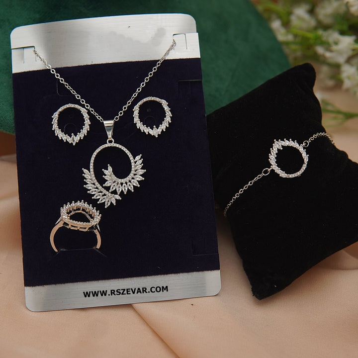 Zirconia Bracelet, Earrings, Ring Combo - RS ZEVARS