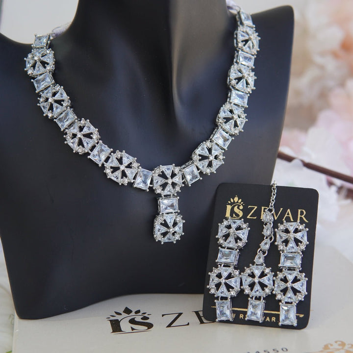 Zirconia Diamante Shape Necklace Set - RS ZEVARS