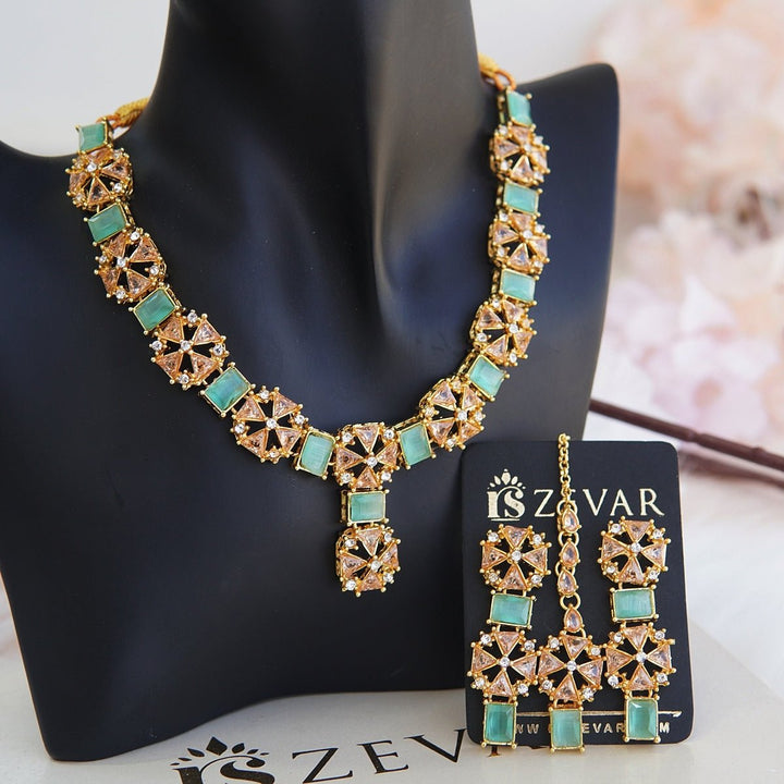 Zirconia Diamante Shape Necklace Set - RS ZEVARS