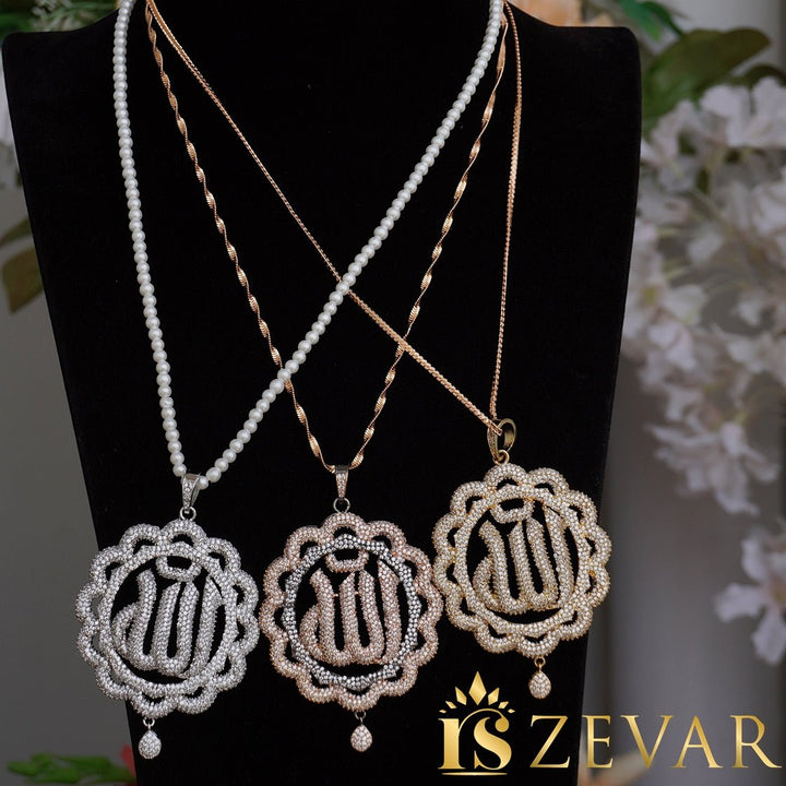 Zirconia Diamonds Calligraphy Allah Pendant - RS ZEVARS