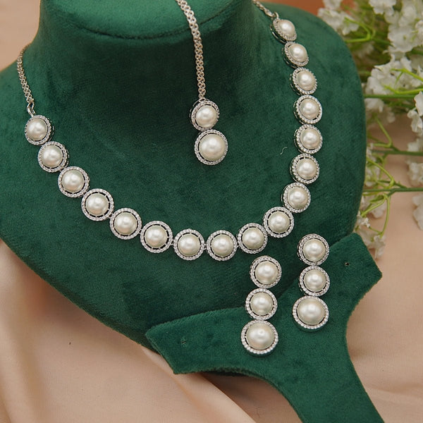 Zircons With Pearl Rani Necklace - RS ZEVARS