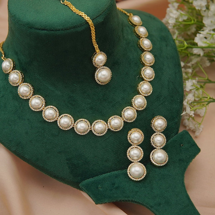 Zircons With Pearl Rani Necklace - RS ZEVARS